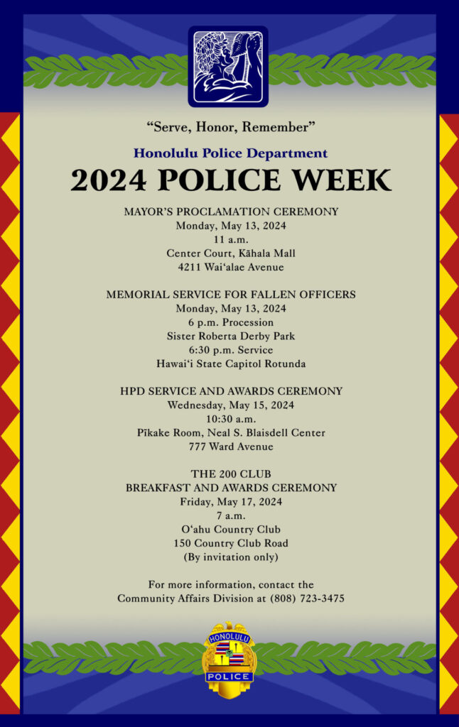 Poster announces Honolulu Police Department's events in honor of 2024 National Police Week