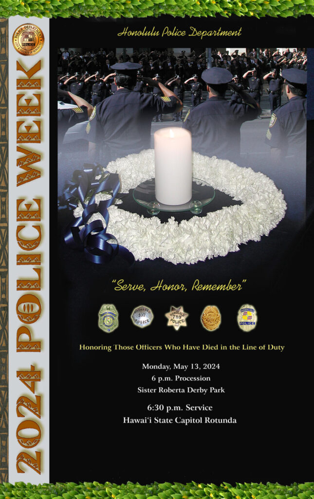 Poster announces Honolulu Police Department's Memorial services in honor of 2024 National Police Week