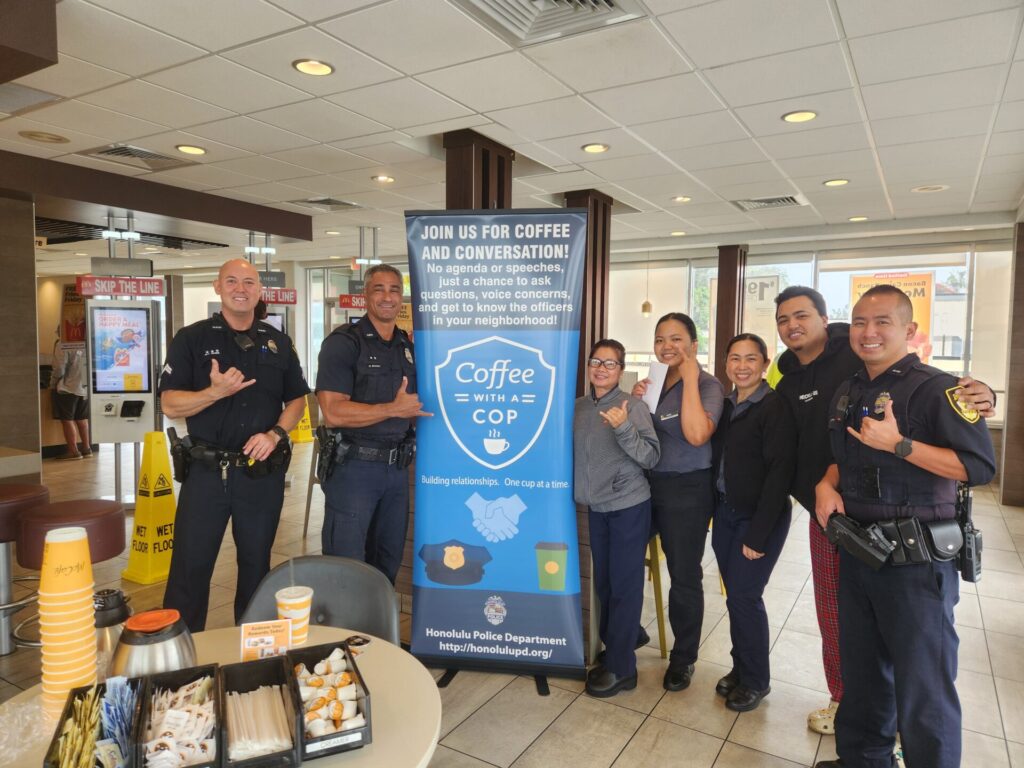 Officers participated in a coffee with a cop event at the Wahaiwa McDonalds