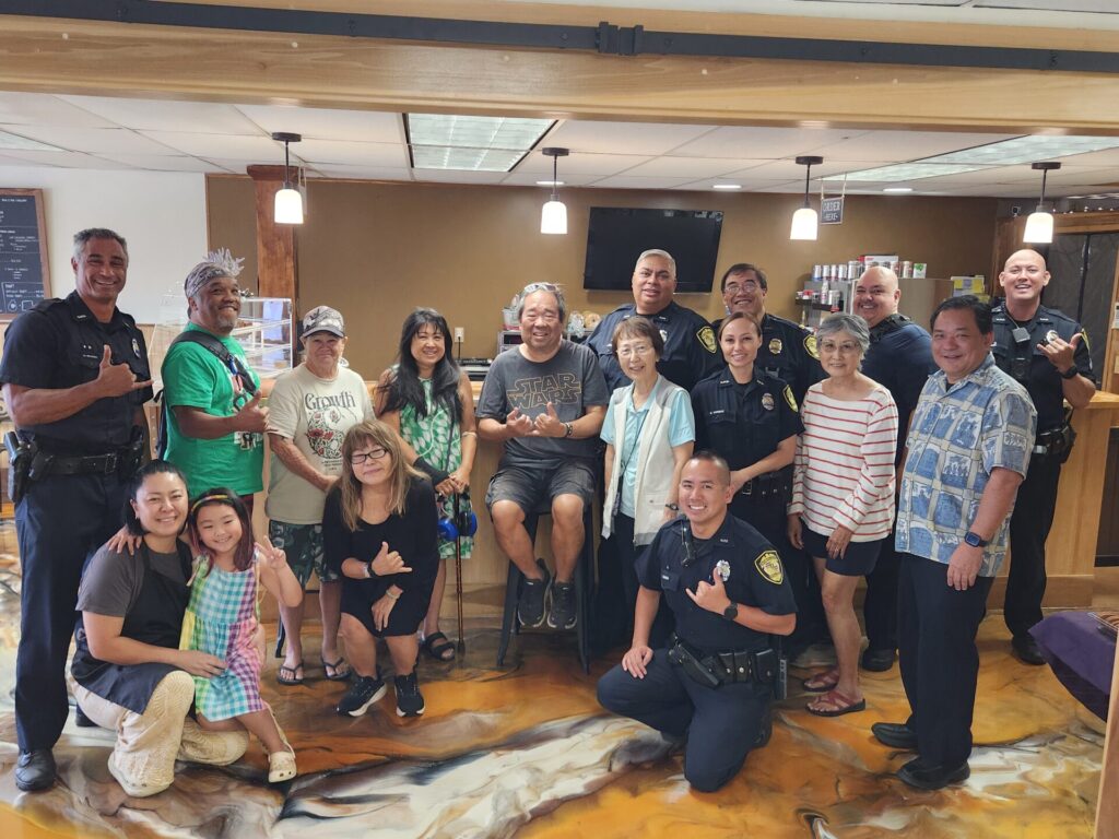 Officers participated in a Coffee with a Cop event at the Cane Street Cafe