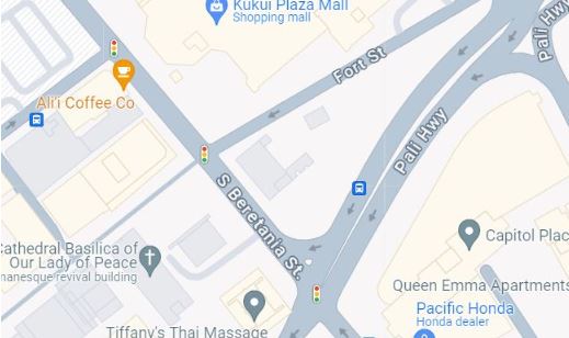 Google Map image of South Beretania Street and Fort Street