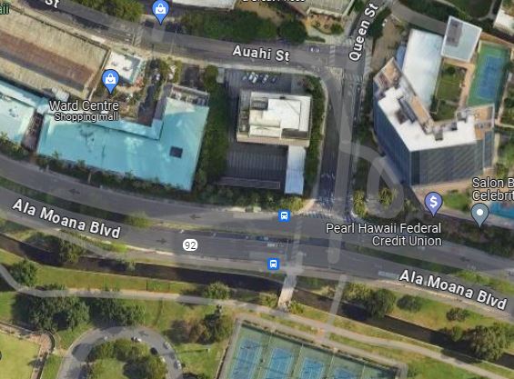 Google map view of Ala Moana Boulevard and Queen Street