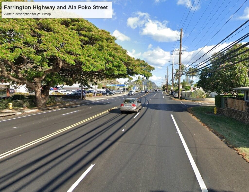 photo of intersection of Farrington highway n Ala Poko Street