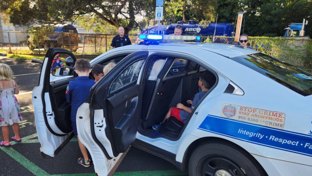 Officers informed students of what police officers do in the community.