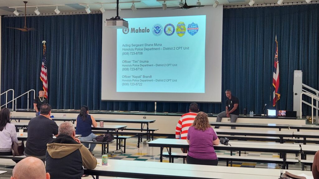 Officers participating in Mililani Middle School Coffee Hour