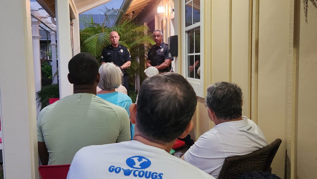 Officers participated in a Neighborhood Watch meeting