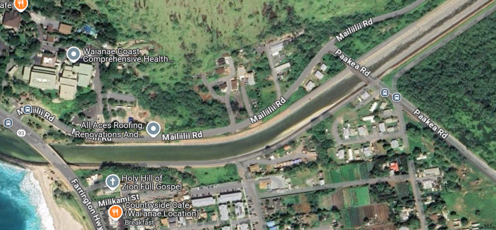 Google Maps image of Mailiilii Road and Paakea Road intersection.