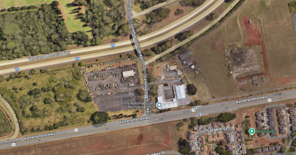 Google Maps image of the H-2 Freeway near the Leilehua Golf Course Road overpass.