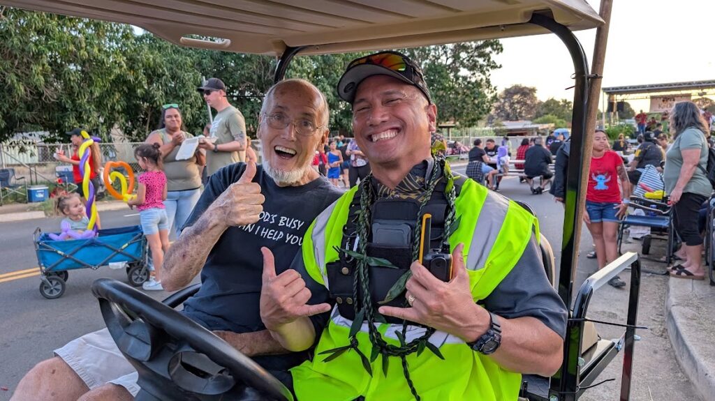 Pastor Allen and Retired HPD Major Hama at Operation Blue Light Christmas