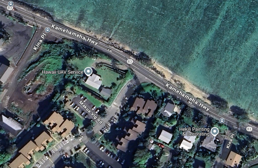 Google maps image of Kamehameha Highway and Makua Village Road